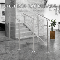 Rampe moderne en acier inoxydable avec barres et poteaux pour rampes d'escalier, installation DIY, pour bureaux et sols de bâtiments