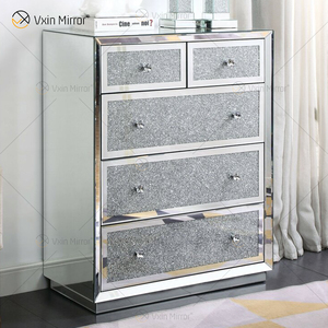 Hot Sale Vxin <strong>Mirrored</strong> WXF-1006 Silver Decor Chest Crushed Diamond <strong>Bedside</strong> <strong>Cabinet</strong> With 5 Drawer for Living Room - Product Image 2