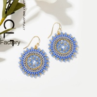 Pendientes de Gota de Aleación de Cobre Chapados en Oro con Cuentas de Cristal de Semillas de Cristal Hechos a Mano para Niños, Estilo Bohemia Chic