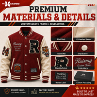 Chaqueta Varsity de Béisbol Impermeable Personalizada para Hombre, con Bordado y Detalles de Botones, Tejido de Lana, para Invierno, Venta al Por Mayor