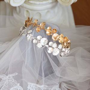 手作り金属真鍮花髪クラウンアクセサリーブライダルティアラ女性のための結婚記念日婚約ブライドメイド結婚式 - Product Image 4