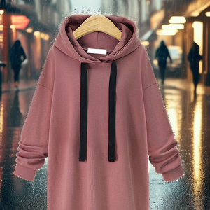 Sudadera Larga Informal con Capucha para Mujer, al por Mayor, OEM, de Invierno, Impermeable, Transpirable, Antiencogimiento, con Logotipo Estampado en la Parte Delantera - Product Image 2