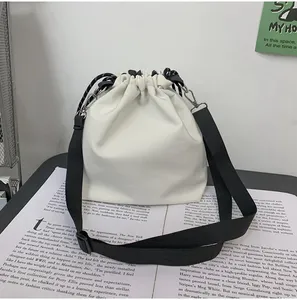 Borse in tela stile coreano borsa da scuola da viaggio per studenti borse a tracolla resistenti con coulisse da donna