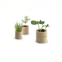 Pot Tanaman Kayu Ramah Lingkungan Label Putih Mini Bulat untuk Bunga/Bibit Tanaman Hijau, Tanaman Indoor Minimalis, Hadiah untuk Rumah dan Kebun