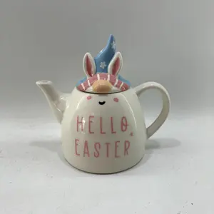 手绘陶瓷搞笑兔子形状水壶