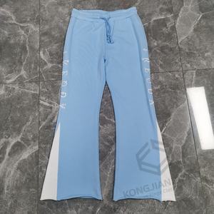 Fabrication sur mesure de pantalons évasés en molleton de coton et de sweats à capuche oversize vierges à double couche avec patchwork - Product Image 2