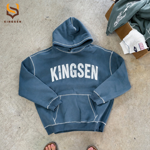 เสื้อฮู้ดดี้ผู้ชายทรงโอเวอร์ไซส์ ผ้าฝ้ายเฟรนช์เทอร์รี่คุณภาพสูง 400gsm หนานุ่ม พิมพ์ลาย DTG ตะเข็บกลับด้าน - Product Image 1