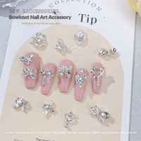 Paso Sico Nouveaux Breloques pour Nail Art en Alliage, Motif Nœud Papillon, Strass Ultra-brillants, Papillons, Cœurs, Clous de style vintage, Mignons, Mini 3D