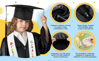 Gaun Wisuda TK Anak Laki-laki Perempuan Seragam Sarjana 3Pcs Set Seragam Wisuda Prasekolah Jubah Selendang dan Topi