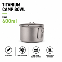 Tasse en titane pur, bol, vaisselle de camping, légère, portable, multifonctionnelle