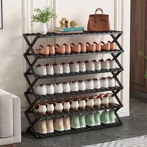 No installation required. Folding bamboo <b>shoe</b> <b>rack</b>, multi-layer <b>storage</b> <b>rack</b>, simple furniture, indoor <b>storage</b> <b>rack</b>, decorative - Product Image 2
