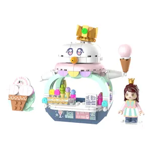 JAKI Ice-cream Cone Stall Shop Jeu de construction de briques de haute qualité City Girls pour enfants