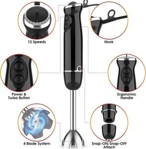 Batidora de Mano Eléctrica 3 en 1 de 600W para Uso Doméstico, Fácil de Limpiar, 4 Cuchillas, Mezcladora Manual de Cocina, ABS, Limpieza Rápida - Product Image 4