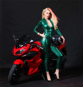 All'ingrosso da donna in pelle di Pvc con maniche lunghe a maniche lunghe tuta da ballo abbigliamento - Product Image 3