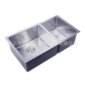 Évier sous plan en acier inoxydable 304 à double bac 7843U2 pour cuisine, lavage de vaisselle et de légumes, finition brossée mate - Product Image 4