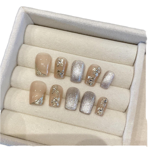 <span class=keywords><strong>Uñas</strong></span> Postizas al Estilo Francés al por Mayor, 10 Piezas, <span class=keywords><strong>Elegantes</strong></span> <span class=keywords><strong>Uñas</strong></span> Acrílicas de Diseño Ojo de Gato, Calidad de Salón, <span class=keywords><strong>Uñas</strong></span> Postizas <span class=keywords><strong>Cortas</strong></span> - Product Image 1