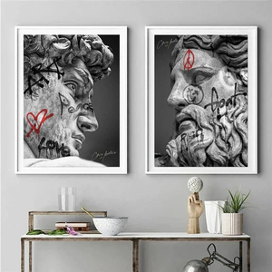 Statua di <span class=keywords><strong>David</strong></span> Graffiti arte tela pittura <span class=keywords><strong>David</strong></span> testa di scultura poster e stampe di arte del muro di strada immagini per l'arredamento della camera - Product Image 3