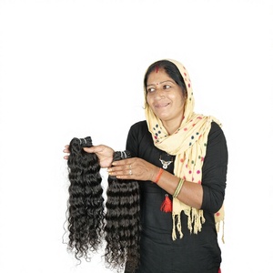 Vente en gros 100% vierge cuticule alignée Double trame extensions de cheveux humains indiens bouclés vendeur droit pas cher Double trame tresses - Product Image 1