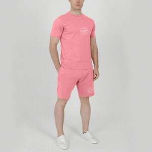 Conjunto de camiseta y pantalones cortos de algodón con logotipo de impresión digital personalizado para hombre, Conjunto de camiseta y pantalones cortos suaves unisex - Product Image 6