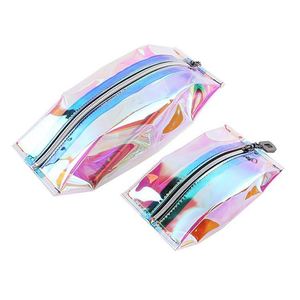 Wholesale Travel Zipper Waterproof TPU Makeup Brush Cosmetic Case Holographic Make up <b>Bags</b> for Women - Product Image 1