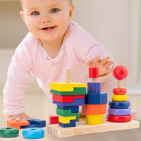 Jouets éducatifs Montessori pour enfants : Tour d'empilage arc-en-ciel, apprentissage de la reconnaissance des couleurs et de l'association des formes, pour bébés et tout-petits