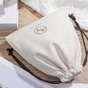 Tùy chỉnh logo thân thiện với môi có thể tái chế xương cá Linen Dây Kéo Túi Đối với trang sức đồng hồ vòng tay nhẫn túi bụi - Product Image 4