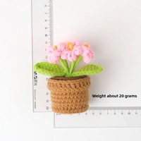 Bunga Buatan Rajutan Tangan Kecil Forget-Me-Not dalam Pot, Dekorasi Kreatif untuk Meja dan Mobil