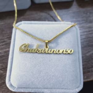 Acciaio inossidabile personalizzato 18 Collier iniziale placcato oro inossidables Choker lettera ciondolo <span class=keywords><strong>nome</strong></span> personalizzato <span class=keywords><strong>collana</strong></span> a catena - Product Image 2