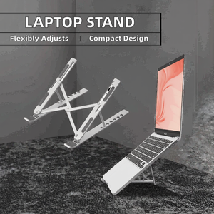 XOWO Adjustable Foldable Aluminum <b>Tablet</b> <b>PC</b> <b>Stand</b> Riser Portable Metal Holder Model LH-08 Compatible with MacBook for Desk Use - Product Image 2