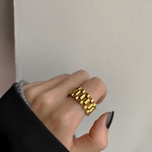 Bague Ajustable en Acier Inoxydable Plaqué Or 18K ASON pour Homme et Femme - Product Image 1