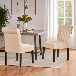 Chaises de salle à manger modernes et convertibles, pieds en bois, tissu en lin, chaises de salle à manger de luxe, lot de 2 pour appartement - Product Image 3