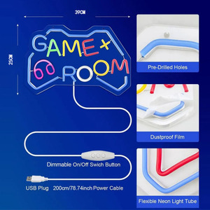 ไฟนีออน LED รูปทรงจอยเกมส์ สำหรับตกแต่งร้านอินเทอร์เน็ตคาเฟ่ ไฟแสดงสถานะ ใช้พอร์ต USB ปลอดภัย แรงดันต่ำ แผ่นอะคริลิกใส - Product Image 2