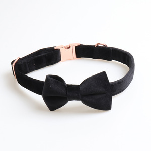 Dayanıklı gül altın toka pet malzemeleri kadife köpek yay bağları toptan köpek tasması kravat aksesuarları - Product Image 6