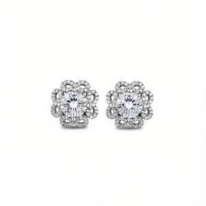 Pendientes de oro blanco con diamantes redondos de talla brillante, color D, naturales, certificados por GIA, joyería clásica de boda para mujer - Product Image 1