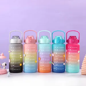 Set GC di 3 Bottiglie d'Acqua in Plastica da <span class=keywords><strong>2</strong></span> <span class=keywords><strong>Litri</strong></span>, Termos Motivazionale 3-in-1 con Indicatore del Tempo - Product Image 2