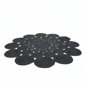 Modern Dye Black Jute Non-Slip Round Flat Pile Multi Tikki Braided <b>Rug</b> Eco-Friendly Machine Made Home Use Jute Backing - Product Image 2