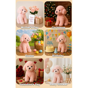 Peluche B977 a Forma di Cane <span class=keywords><strong>Barboncino</strong></span> Rosa, Giocattoli Morbidi per Bambine, Neonati, Compleanno, Pasqua, Natale, Finto Pelo Sintetico - Product Image 3