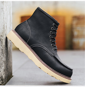 Men's Ankle <b>Boots</b> <b>Work</b> <b>Boots</b> Mid Top Outdoor <b>Boots</b> British Style Genuine <b>Leather</b> American Vintage Comfortable Durable Stylish - Product Image 4