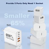 Cargador de Escritorio USB-C Ecológico de 60W, Resistente al Fuego, con Carga Rápida PD 3.0 para iPad, Tablet y Auriculares
