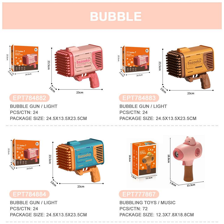 EPT игрушки, 22 Отверстия, автоматический мощный пузырь, Детский Электрический пистолет для пузырей, игрушки