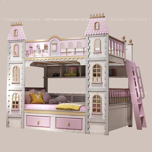 Nuovo letto a castello per bambini in legno massello in stile europeo con spazio contenitore, letto a forma di castello dei sogni personalizzato per <span class=keywords><strong>camerette</strong></span> <span class=keywords><strong>da</strong></span> bambina - Product Image 2