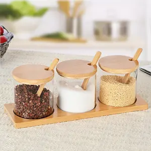 230ml Kitchen Organization Seasoning Box Salt Sugar Spice Condiment Canisters Glass Jar