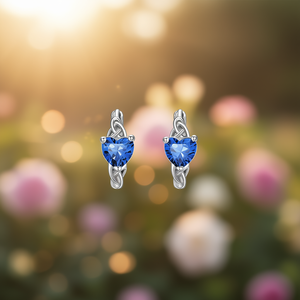 Orecchini romantici con zirconi a forma di cuore per donna, regalo di gioielli in lega azzurra - Product Image 2