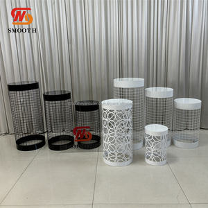 SMOOTH Wedding Decoration White and Black Round Metal Wedding Cylinder <b>Plinth</b> for Wedding Event Party - Product Image 1