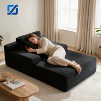 Canapé modulaire en velours côtelé doux, siège individuel, avec coussin supplémentaire, coussin épais rembourré, canapé lounge pour salon