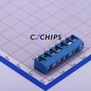 JL301-50007U02 Screw Terminal Block Through hole Component (THT),P=5mm Connector 1x7P 5mm Blue Through Hole - Product Image 2
