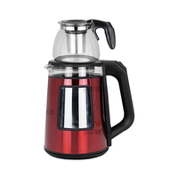 Bouilloire électrique sans fil à double paroi en verre de 1,7 L avec théière, 1500 W, fonction maintien au chaud, base rotative à 360°, utilisation domestique manuelle