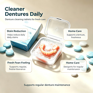 Tabletas de Limpieza para Prótesis Dentales para un Aliento Fresco, Eliminación de Sarro y Manchas, Fórmula de Limpieza Suave - Product Image 1