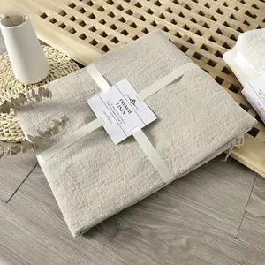 Selimut kain kasa organik mewah warna Solid, selimut lempar rami untuk tempat tidur dengan rumbai