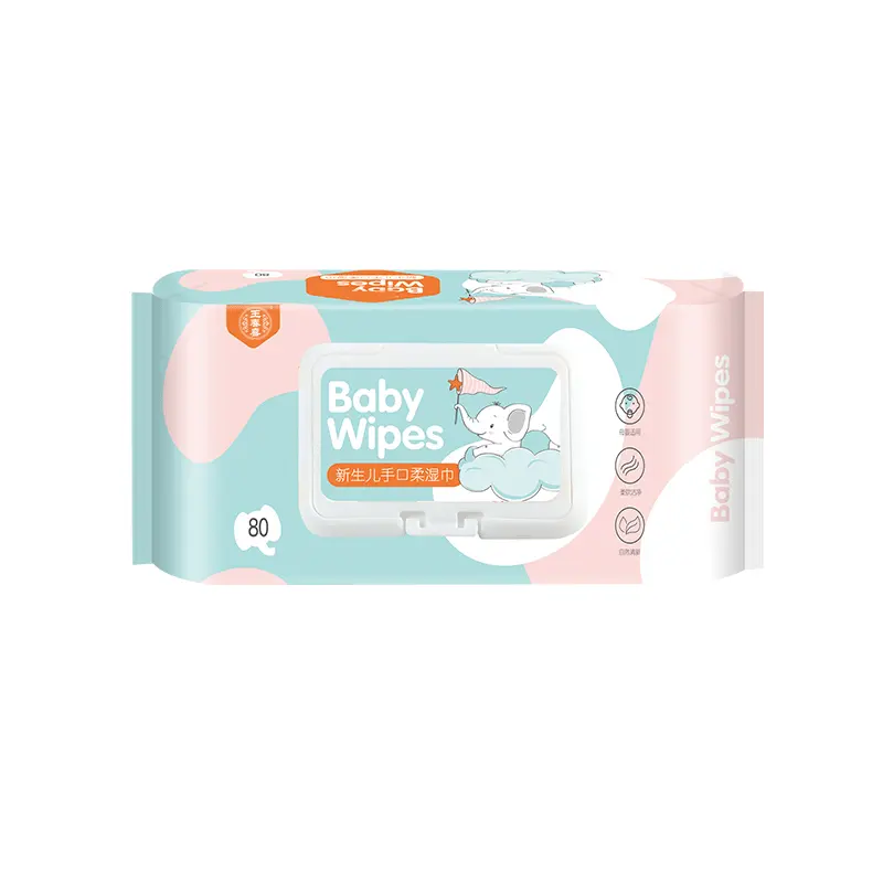 WCX Wholesale eco friendly baby wipes custom packaging 80pcs baby cleaning wipes